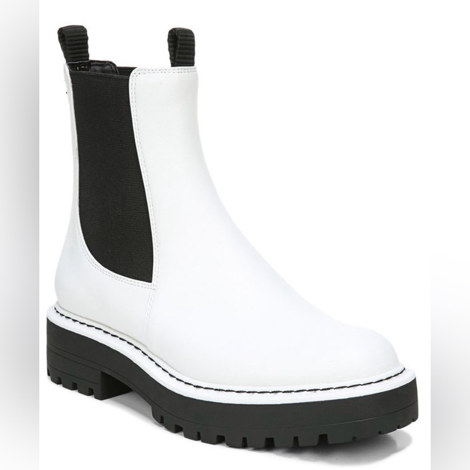 Sam Edelman Women's Laguna Chelsea Boots | White Leather Lug Sole/Street Style